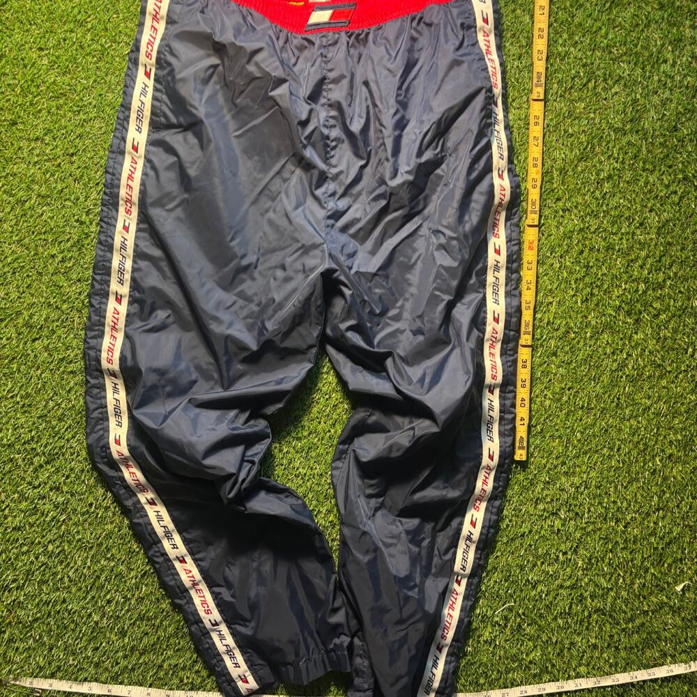 Vintage 90s Hilfiger Athletics Track Pants Navy Red Stripe XL